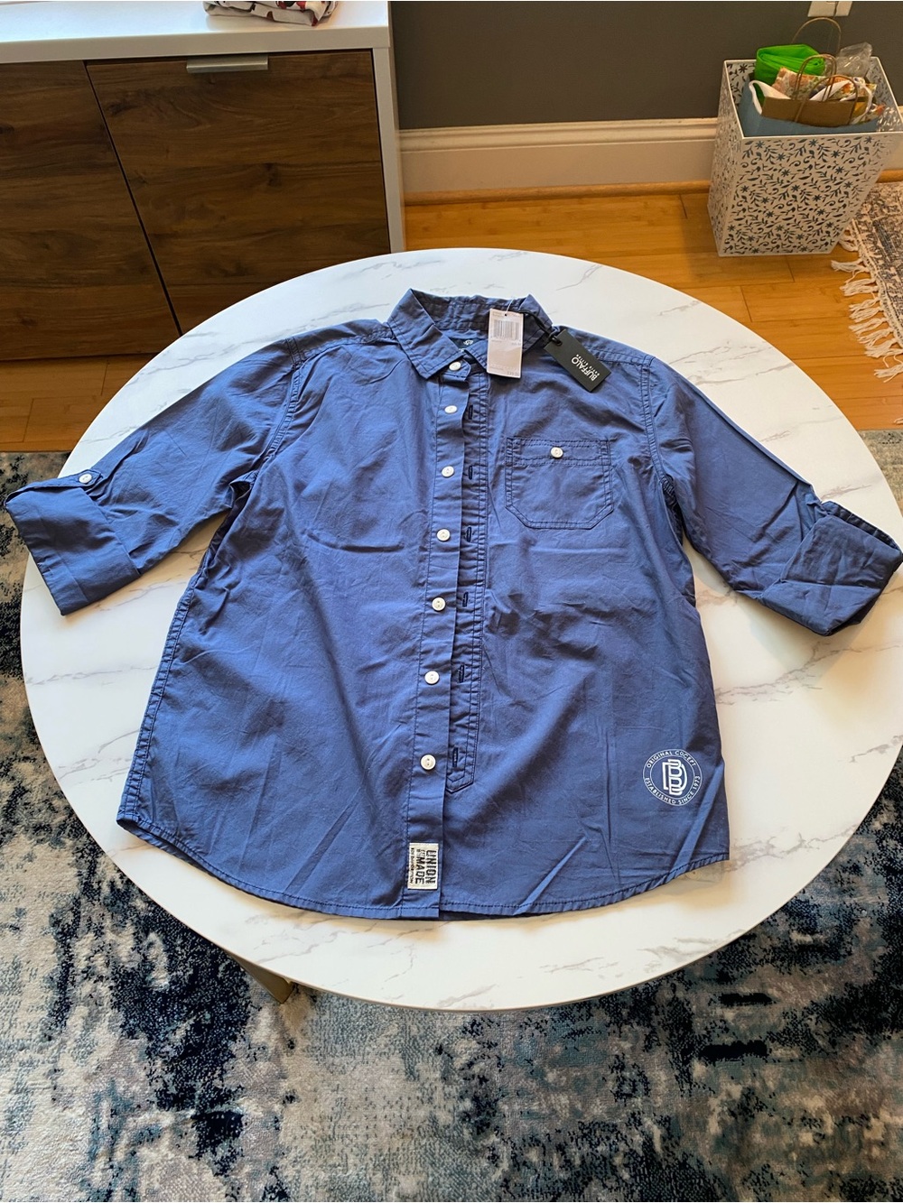Buffalo David Bitton Boys Long Sleeve Button-Up Shirt Blue